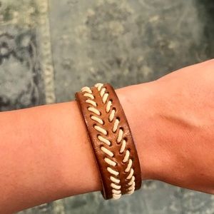 Leather fossil bracelet